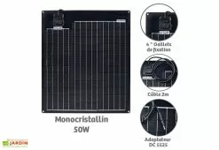 Orium Panneau Solaire Monocristallin Semi-rigide 50 W -Jardinage Soldes panneau solaire monocristallin 50w orium