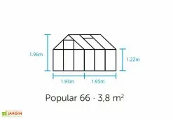 Halls Serre De Jardin En Aluminium Et Verre Trempé Popular 66 - 3,8 M² -Jardinage Soldes plan serre jardin halls popular 66 1