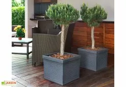 Roto Pot De Fleurs Extérieur En Polyéthylène Et Bois 43 X 40 Cm Line L