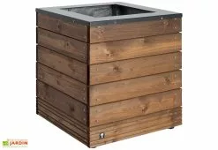 Jardipolys Bac à Fleurs En Bois Selekt (45x45x47) -Jardinage Soldes pot de fleurs selekt 45 x 45 x 47 cm bois acier jardipolys