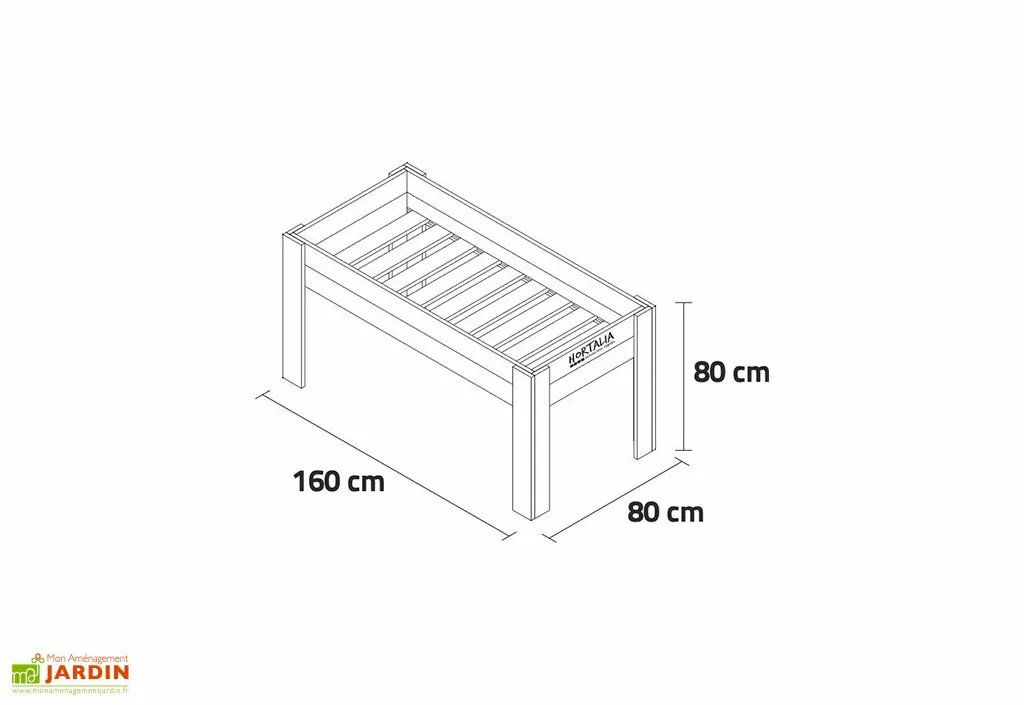 Hortalia Potager Surélevé En Bois Traité Gardenbrico XL80 : 160 Cm 6 Hortalia Potager Surélevé En Bois Traité Gardenbrico XL80 : 160 Cm – Image 4