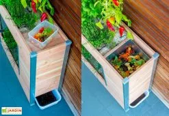 Mon Petit Potager Potager Sur Pieds Balcomposteur Et Composteur Intégré – Bois Douglas -Jardinage Soldes potager urbain jardiniere bois composteur francais 2