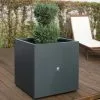Herstera Garden Jardinière Cube En Métal Thermolaqué - 70 X 70 X 70 Cm -Jardinage Soldes profil jardiniere gris anthracite exterieur hg 1