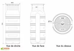 GreenLife Puits En Polyéthylène à Enterrer 950 L -Jardinage Soldes puits polyethylene a enterrer plastique 950l 2