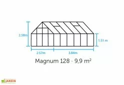 Halls Serre De Jardin En Aluminium Et Verre Trempé Magnum 128 – 9,9 M² -Jardinage Soldes schema dimensions serre verre magnum 128 1