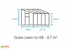 Halls Serre De Jardin Adossée En Verre Trempé Qube Lean-to 68 – 4,7 M² -Jardinage Soldes schema serre murale qube 68