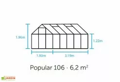 Halls Serre De Jardin En Aluminium Et Verre Trempé Popular 106 - 6,2 M² -Jardinage Soldes schema serre verre popular 106