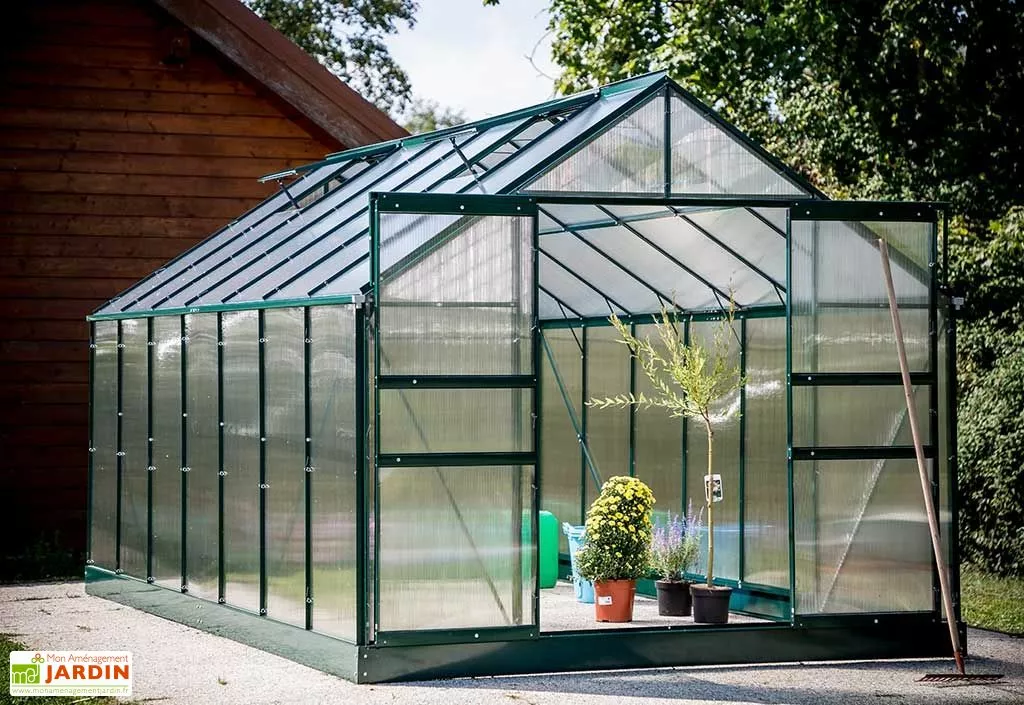 Habrita Serre De Jardin Polycarbonate 10,37m² Avec Base + 4 Lucarnes 4 Habrita Serre De Jardin Polycarbonate 10,37m² Avec Base + 4 Lucarnes – Image 2