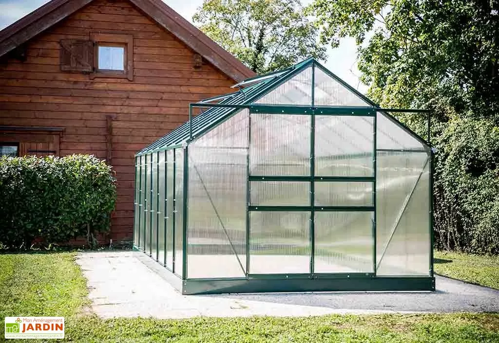 Habrita Serre De Jardin Polycarbonate 10,37m² Avec Base + 4 Lucarnes 8 Habrita Serre De Jardin Polycarbonate 10,37m² Avec Base + 4 Lucarnes – Image 6