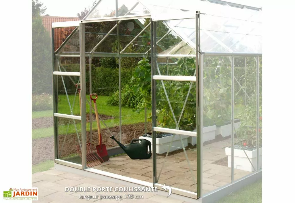 Serre De Jardin En Verre Trempé Lams 14,4 M² - Laurus Alu Naturel 5 Serre De Jardin En Verre Trempé Lams 14,4 M² - Laurus Alu Naturel – Image 3