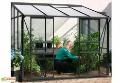 Serre De Jardin Adossée En Verre Lams 4,9 M² - Melissa Anthracite