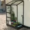 Serre De Jardin Adossée En Verre Lams 0,9 M² - Melissa Anthracite -Jardinage Soldes serre jardin adossee aluminium anthracite verre trempe melissa ida lams 900
