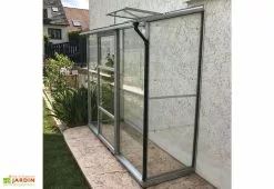 Serre De Jardin Adossée En Verre Lams 1,3 M² - Melissa Alu Naturel