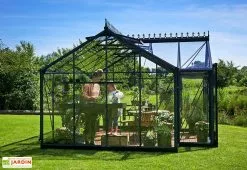 Serre De Jardin Verre Trempé Alu Anthracite 13 M² – Juliana Orangeri -Jardinage Soldes serre jardin aluminium anthracite verre trempe juliana orangerie 1