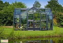 Serre De Jardin Verre Trempé Alu Anthracite 13 M² – Juliana Orangeri -Jardinage Soldes serre jardin aluminium anthracite verre trempe juliana orangerie 4