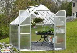 Canopia Serre De Jardin En Aluminium Et Polycarbonate Essence 9 M² -Jardinage Soldes serre jardin aluminium polycarbonate essence 9 m 1