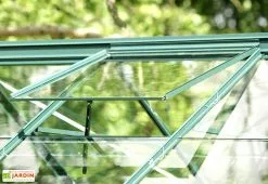 Serre De Jardin En Alu Et Verre Trempé Lams 12,9 M² - Aloé Vert -Jardinage Soldes serre jardin aluminium verre trempe aloe 13m2 vert 6