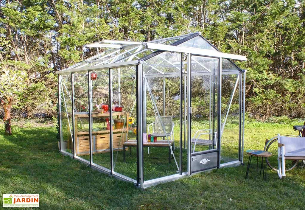 Lams Serre De Jardin En Aluminium Et Verre Trempé Essentia 7,3 M² 4 Lams Serre De Jardin En Aluminium Et Verre Trempé Essentia 7,3 M² – Image 2