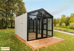 Stali Serre De Jardin En Bois Et Verre Trempé Avec Panneaux Occultants – Tournesol -Jardinage Soldes serre jardin bois panneaux occultants stali design 06