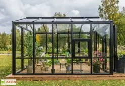 Stali Serre De Jardin En Bois Et Verre Trempé – Myosotis -Jardinage Soldes serre jardin bois verre trempe stali 9m2