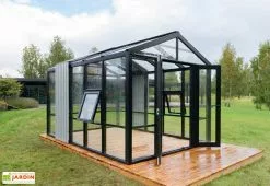 Stali Serre De Jardin En Bois Et Verre Trempé Avec Panneaux Occultants – Hortensia -Jardinage Soldes serre jardin bois verre trempe stali design 03