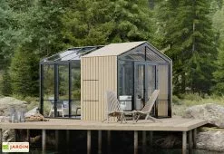 Stali Serre De Jardin Bois Et Verre Trempé Avec Panneaux Occultants – Hibiscus