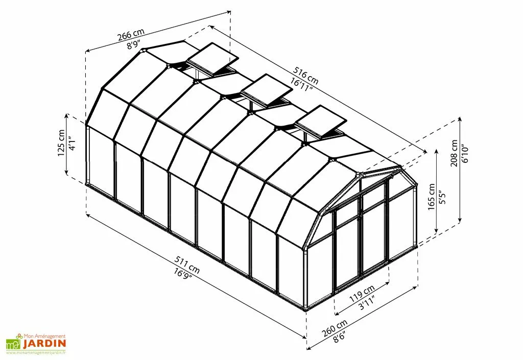 Canopia Serre De Jardin Polycarbonate Et PVC 5 X 2,5 M – Hobby Gardener 8x16 5 Canopia Serre De Jardin Polycarbonate Et PVC 5 X 2,5 M – Hobby Gardener 8x16 – Image 3