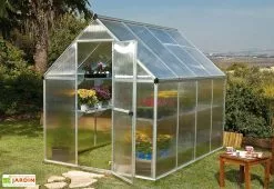 Canopia Serre De Jardin Grise Polycarbonate Aluminium 2,5 X 2 M – Mythos 6x8 -Jardinage Soldes serre jardin polycarbonate aluminium gris mythos palram 2x2m 2