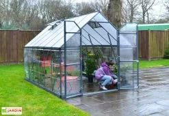 Canopia Serre De Jardin En Aluminium Et Polycarbonate Balance – Gris -Jardinage Soldes serre jardin polycarbonate balance grey canopia