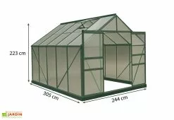 Habrita Serre De Jardin Polycarbonate 7,44m² Avec Base + 2 Lucarnes -Jardinage Soldes serre jardin polycarbonate habrita 7m2