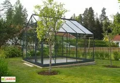 Chalêt-Jardin Serre De Jardin En Verre Trempé Grise Avec Base 7,42 M²