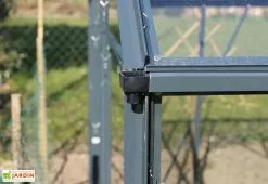 Chalêt-Jardin Serre De Jardin En Verre Trempé Grise Avec Base 5,77 M² -Jardinage Soldes serre verre trempe aluminium 4
