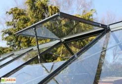 Chalêt-Jardin Serre De Jardin En Verre Trempé Grise Avec Base 4,65 M² -Jardinage Soldes serre verre trempe aluminium 5 1