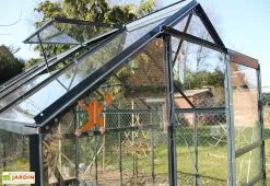 Chalêt-Jardin Serre De Jardin En Verre Trempé Grise Avec Base 5,77 M² -Jardinage Soldes serre verre trempe aluminium 7