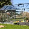 Chalêt-Jardin Serre De Jardin En Verre Trempé Grise Avec Base 5,77 M² -Jardinage Soldes serre verre trempe aluminium 8 1