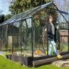 Chalêt-Jardin Serre De Jardin En Verre Trempé Grise Avec Base 4,65 M² -Jardinage Soldes serre verre trempe aluminium 1