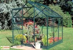 Halls Serre De Jardin En Aluminium Et Verre Trempé Popular 66 - 3,8 M² -Jardinage Soldes serre verre trempe popular 66 vert
