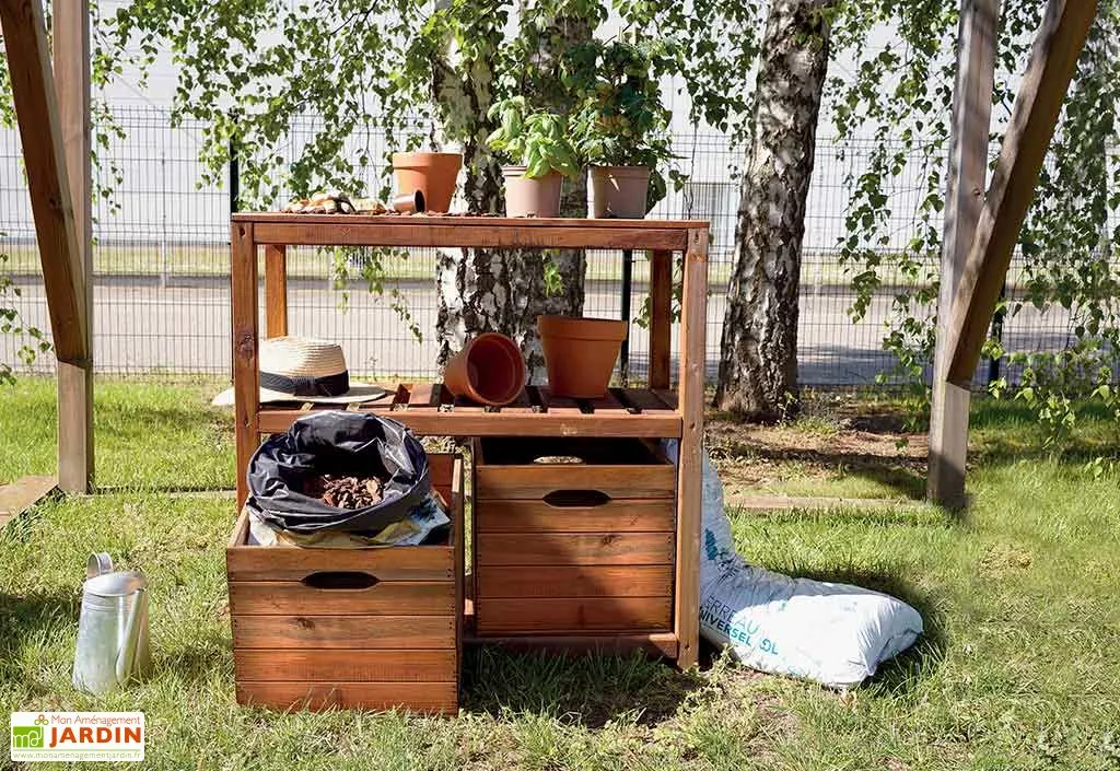 Jardipolys Table De Rempotage Avec Rangements En Bois Traité - Tero 4 Jardipolys Table De Rempotage Avec Rangements En Bois Traité - Tero – Image 2