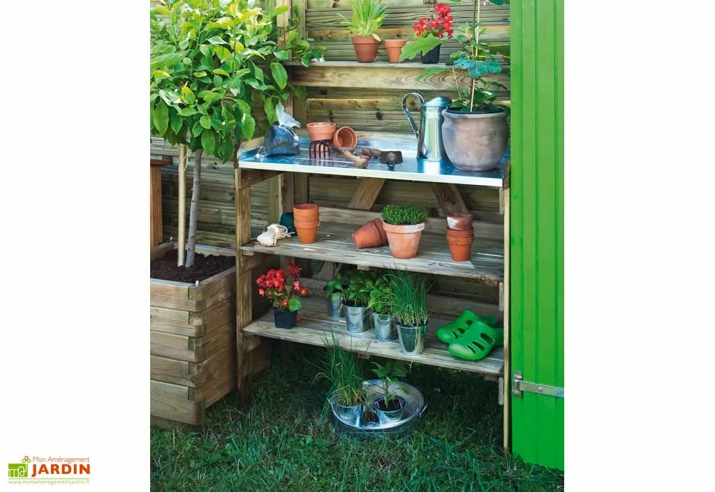 Jardipolys Table De Jardinage En Bois Traité Et Zinc – 100 X 45 X 125 Cm 4 Jardipolys Table De Jardinage En Bois Traité Et Zinc – 100 X 45 X 125 Cm – Image 2