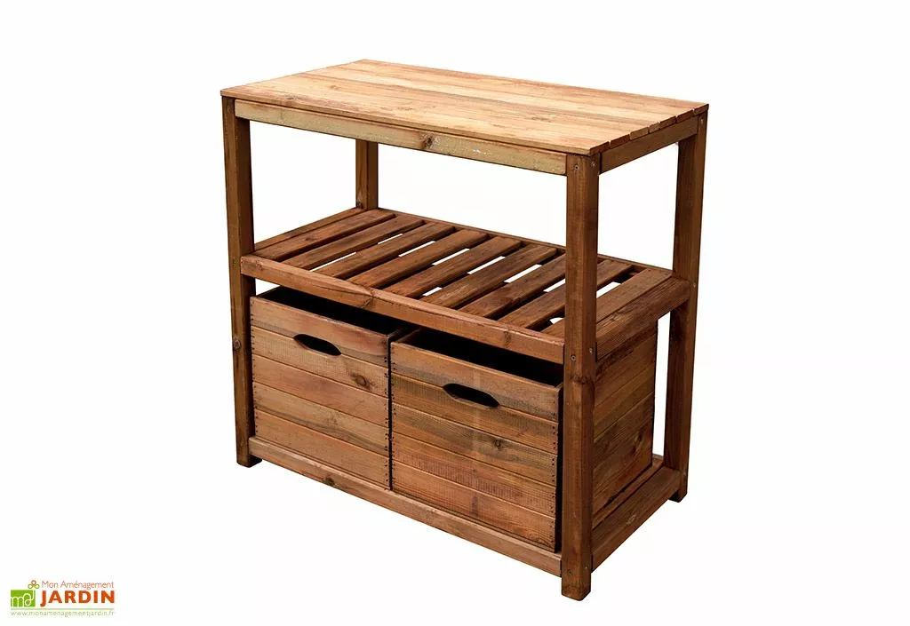 Jardipolys Table De Rempotage Avec Rangements En Bois Traité - Tero 3 Jardipolys Table De Rempotage Avec Rangements En Bois Traité - Tero