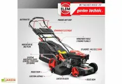 Elem Garden Tondeuse à Gazon Thermique Autotractée 144,3 CC – 46 Cm -Jardinage Soldes tondeuse gazon thermique autotractee elem garden wttac46t144es 22