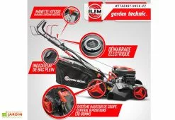 Elem Garden Tondeuse à Gazon Thermique Autotractée 144,3 CC – 46 Cm -Jardinage Soldes tondeuse gazon thermique elem garden wttac46t144es 22 hauteur coupe reglable