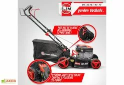Elem Garden Tondeuse Thermique Autotractée 144,3 CC – 46 Cm -Jardinage Soldes tondeuse thermique elem garden wttac46t144 22 hauteur coupe ajustable