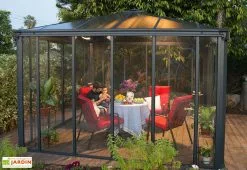 Canopia Jardin D’Hiver En Aluminium Et Polycarbonate 9 M² – LEDRO 3000 -Jardinage Soldes tonnelle fermee jardin hiver ledra aluminium gris polycarbonate 10m2 3