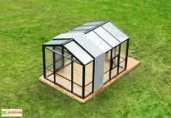 Stali Serre De Jardin En Bois Et Verre Trempé Avec Panneaux Occultants – Hortensia -Jardinage Soldes vue haut serre jardin bois verre trempe stali