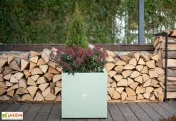 Herstera Garden Jardinière Cube Vert Cactus En Métal Thermolaqué – 50 X 50 X 50 Cm